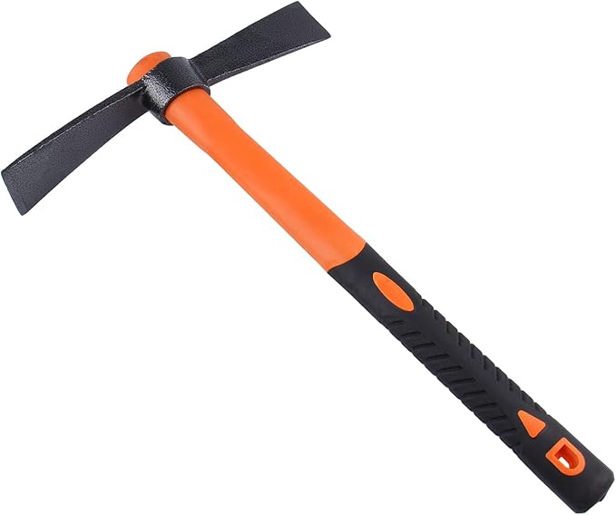 Dual Head Axe Hoe with Heavy Duty Forged Adze and Ergonomic Non-Slip Handle for Gardening, Hunting