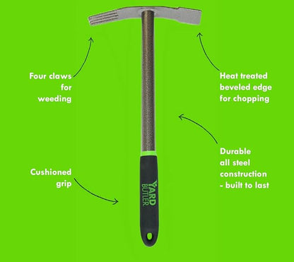 Yard Butler Terra Garden Hand Tools - Weeding Hand Tiller Tool for Efficient Gardening - Weed