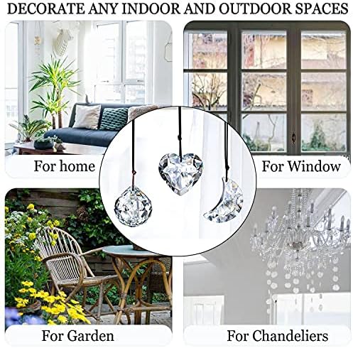 H&D HYALINE & DORA Clear Suncatcher Crystal Prism Ball Heart Moon Window Decor Ornament,Hanging