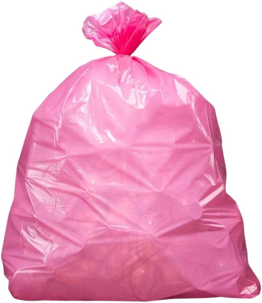 Plasticplace 12-16 Gallon Trash Bags │ 1.2 Mil │ Pink Garbage Can Liners │ 24” x 31” (250 Count)