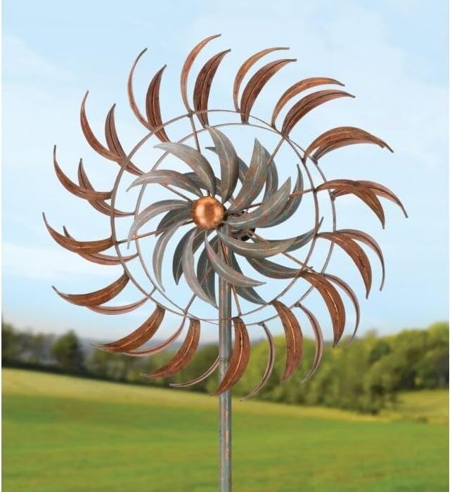 Regal Art & Gift Copper Petals Wind Spinner – Metal Yard Decorations Outdoor | Kinetic Garden