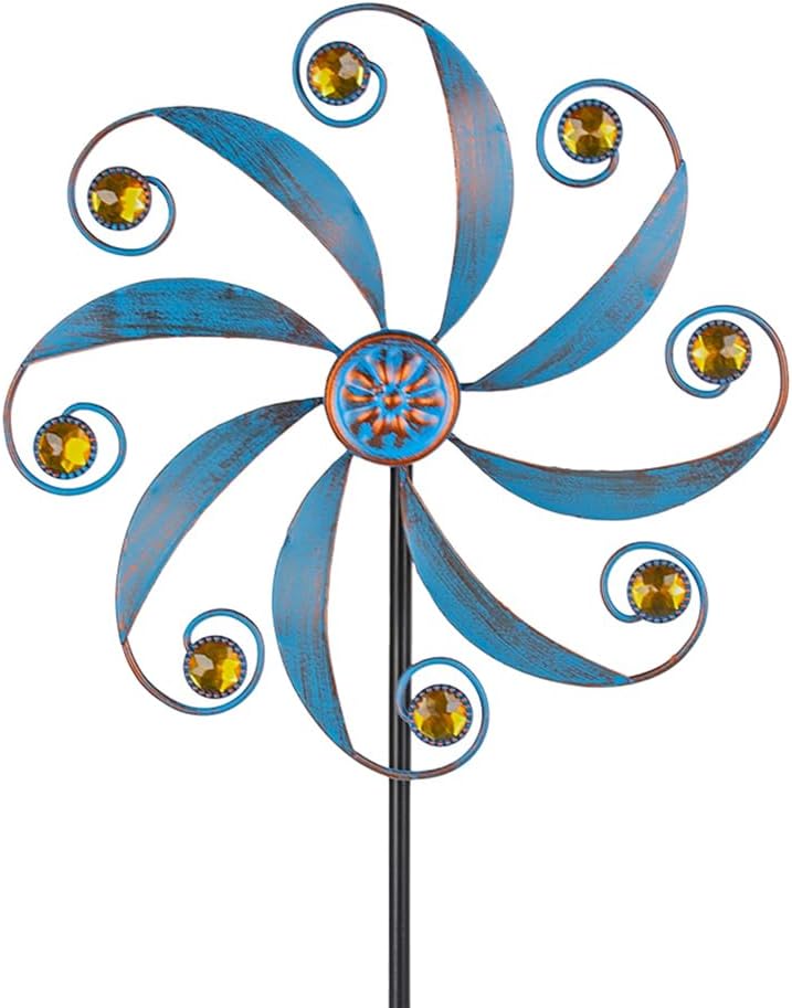 Stargarden Wind Spinner, Metal Outdoor Wind Sculptures & Spinners, Small Garden Pinwheels for Yard
