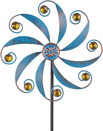 Stargarden Wind Spinner, Metal Outdoor Wind Sculptures & Spinners, Small Garden Pinwheels for Yard