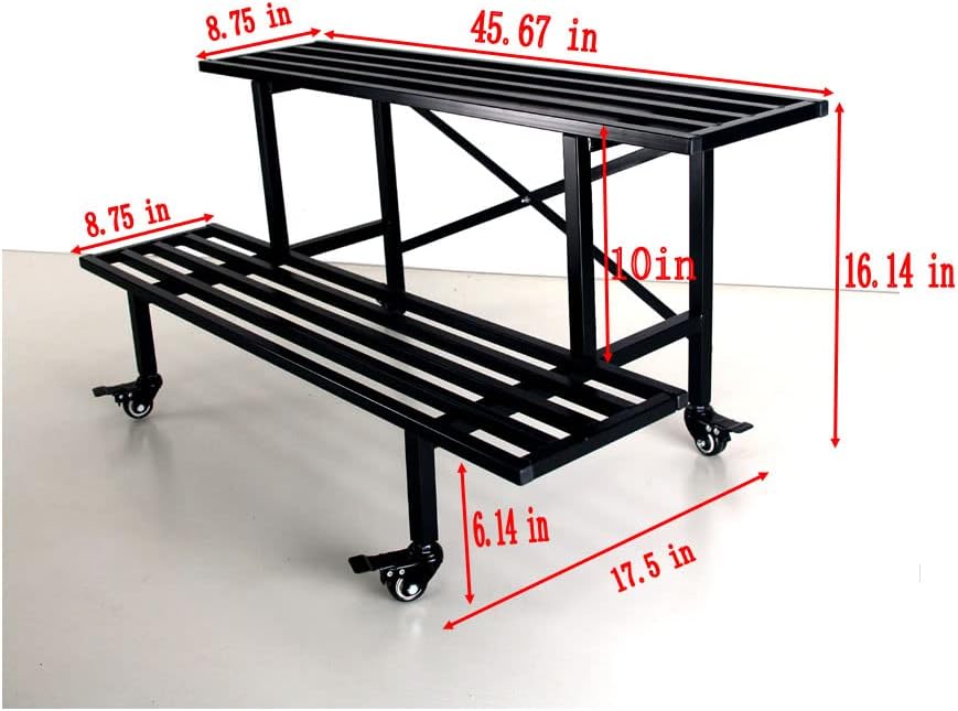 Zhongma 2 Tier Sturdy Metal Plant Stand with Wheels Heavy Duty Plant Holder for Home Indoor and