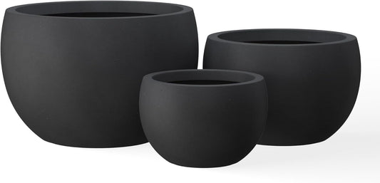Kante 19.9",15.7",11.8" Dia Round Concrete Planter Set of 3, Outdoor/Indoor Large Bowl Plant Pots