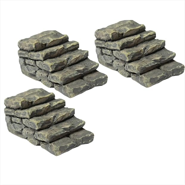 3 Pcs Miniature Resin Bridge Stair Stone Straight Bridge Stairs Stone Steps Garden Fairy Ornament