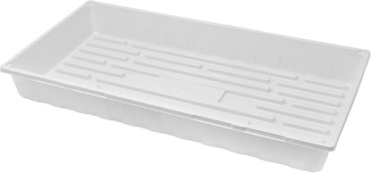 SUNPACK 10" x 20" Plastic Seed Starting Tray, White, 2.5" - No Drainage Holes, Perfect for