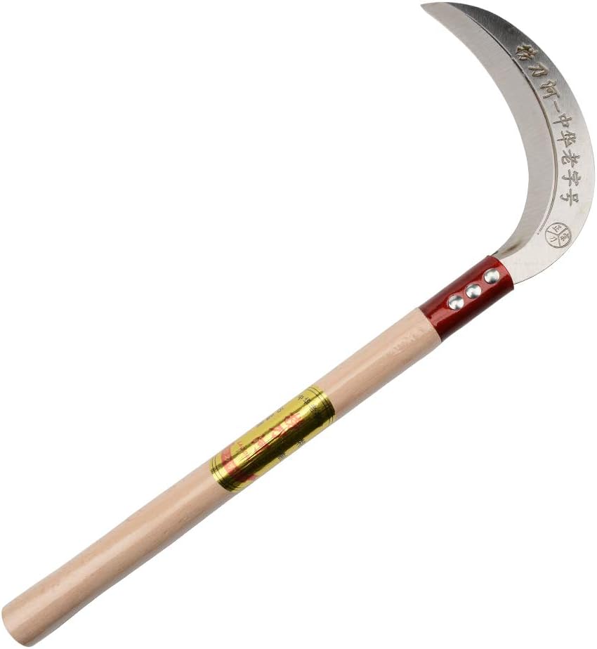 KEYI Steel Grass Sickle,Clearing Sickle,Manganese Steel Blade/Hardwood Handle Hand held Sickle Tool