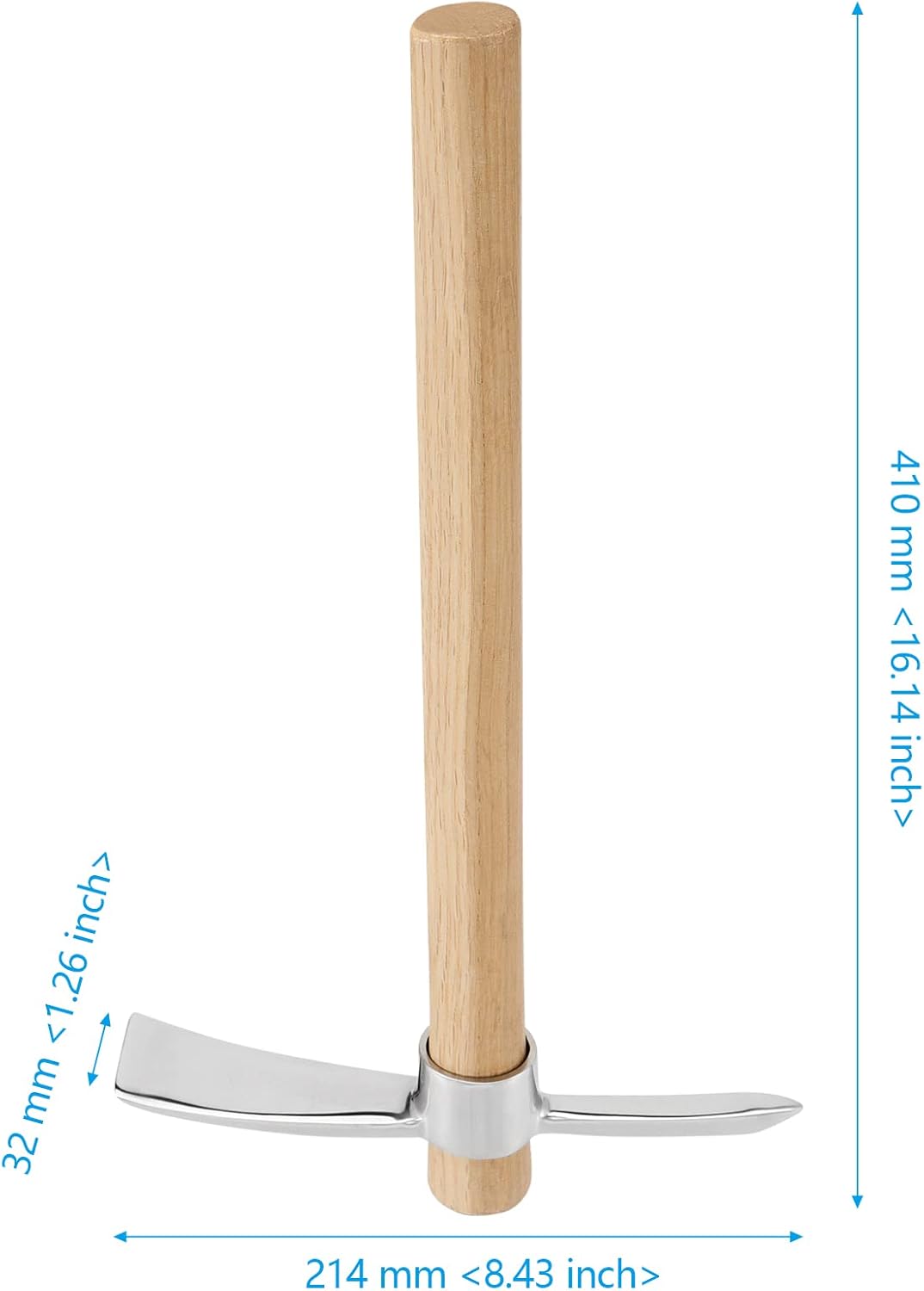 2 Pack 16 Inch Garden Pick Axe, Stainless Steel Hoe with Hardwood Handle, Pick Mattock Hoe, Mattock