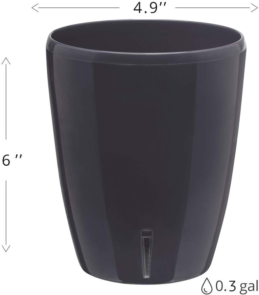 Santino 4.9 Inch ORCHIDEA Self Watering Pots for Orchids in Graphite- Decorative Wicking Planter