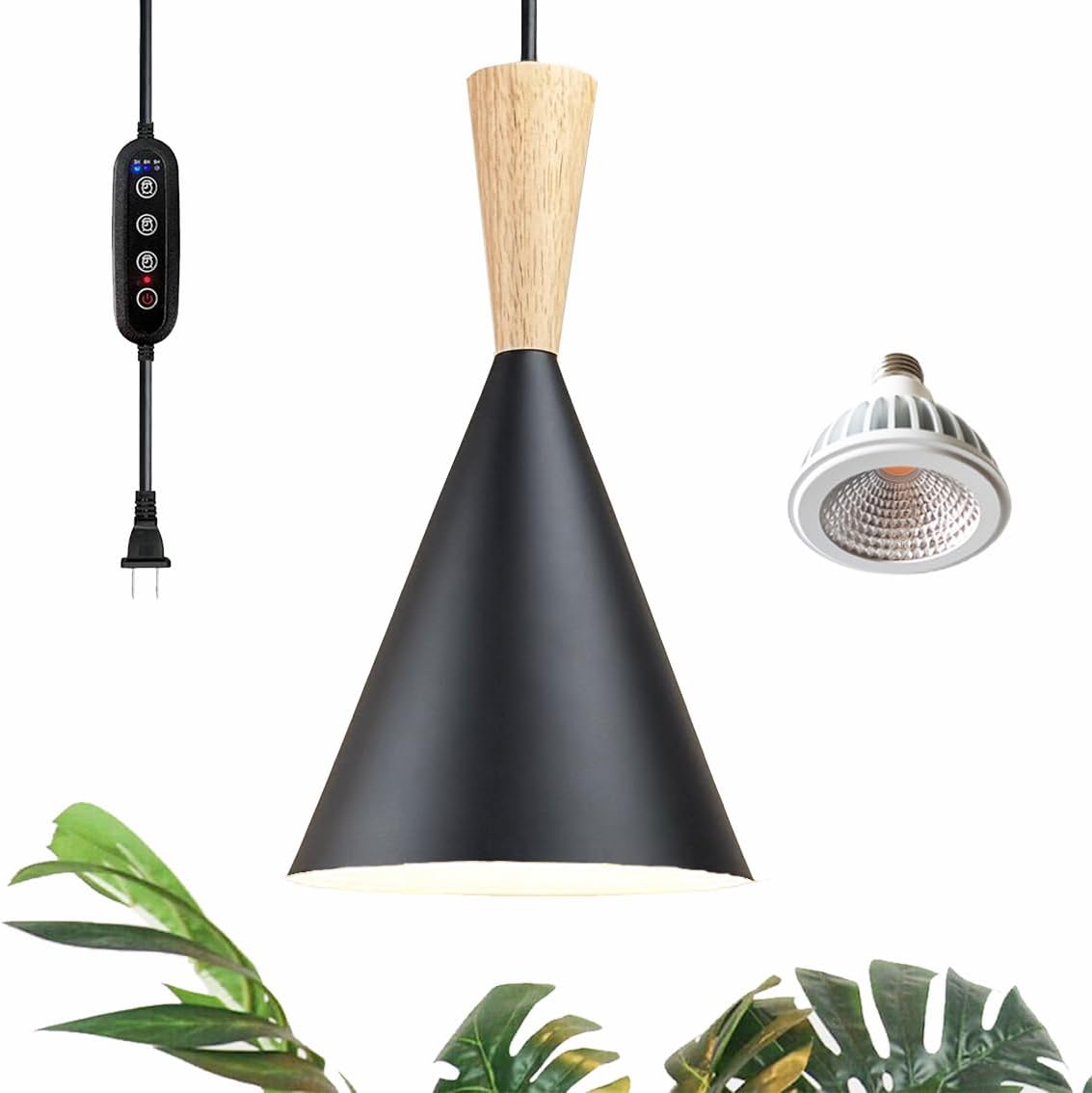 Hanging Grow Lights for Indoor Plants, Full Spectrum, with Timer and 15FT Power Cord, 20W Pendant