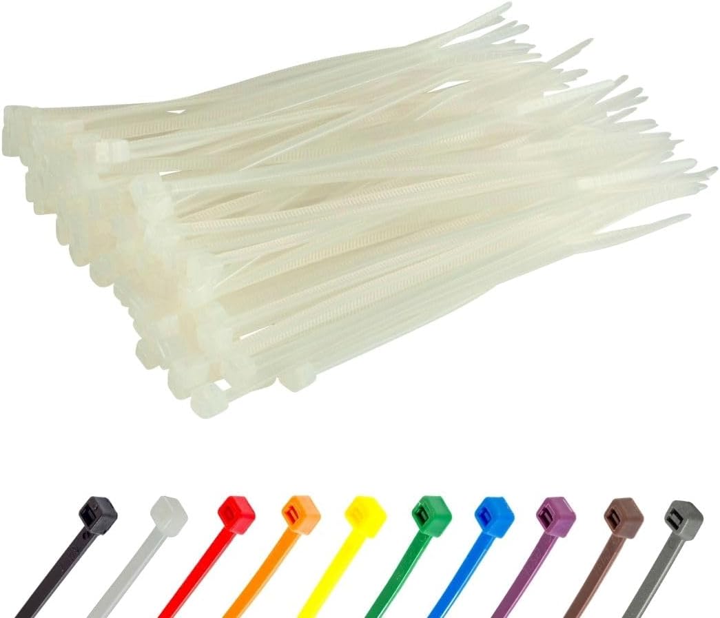GTSE 4 Inch White/Clear Zip Ties, 100 Pack, 18lb Strength, UV Resistant Small Nylon Cable Ties