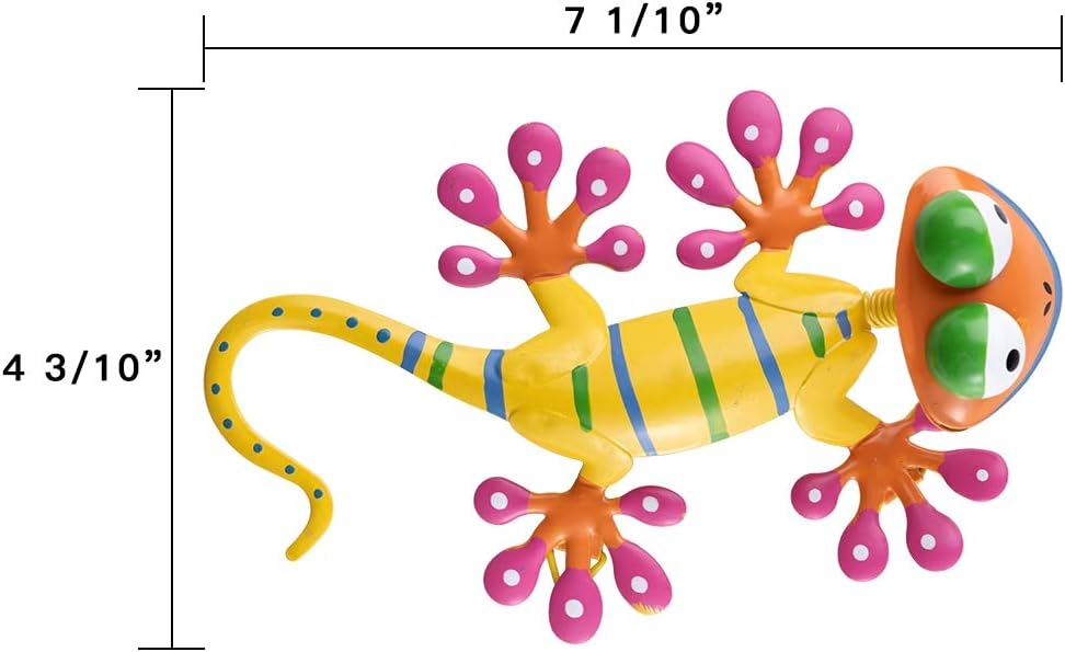hogardeck Metal Gecko Outdoor Wall Decor, 4 Pack Lizard Art Garden Sculptures & Statues with