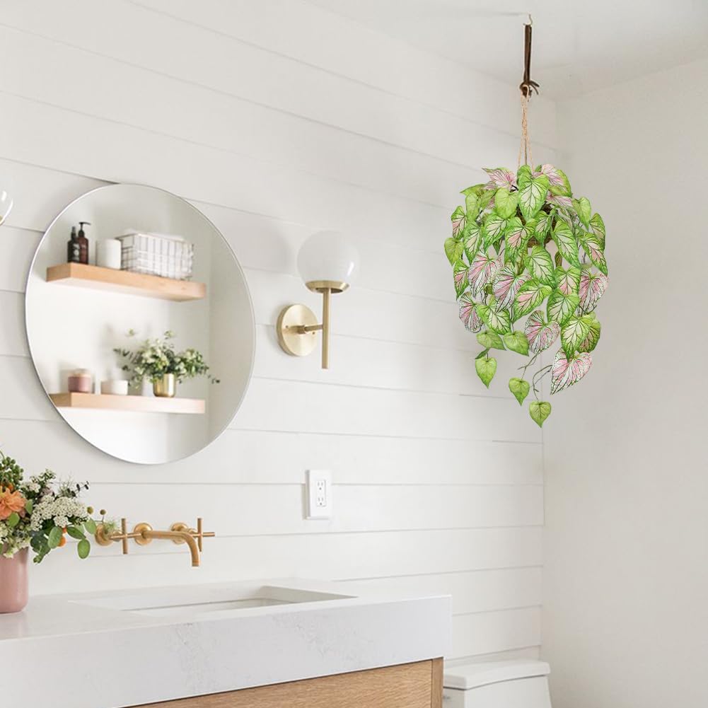 Large Fake Hanging Plants in Pot for Indoor & Outdoor, Long Artificial Hanging Pothos Plants Green
