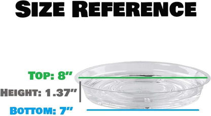 20 Pack Clear Plastic Plant Saucer 8 Inch Drip Trays Small Plant Plate Dish for Indoor Flower Pots