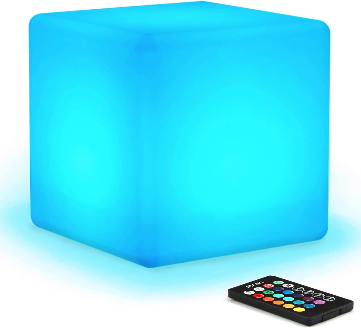 Mr.Go Rechargeable LED Color-Changing Light Cube 8", Dimmable Soothing Mood Lamp with Remote, 16