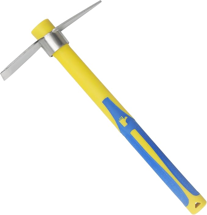 2 PCS Garden Hoe Tools, Stainless Steel Cultivator Hand Tiller and Hand Pick Axe with Fiberglass