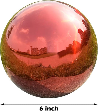 Nerien 6 Inch Gazing Ball, Stainless Steel Garden Mirror Globe, Polished Ornament Sphere, Hollow