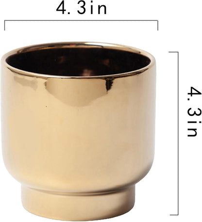 LB Gold Ceramic Planters for Indoor Plants, Succulent Plant Pots Ceramic Flower Pots, Modern Plant