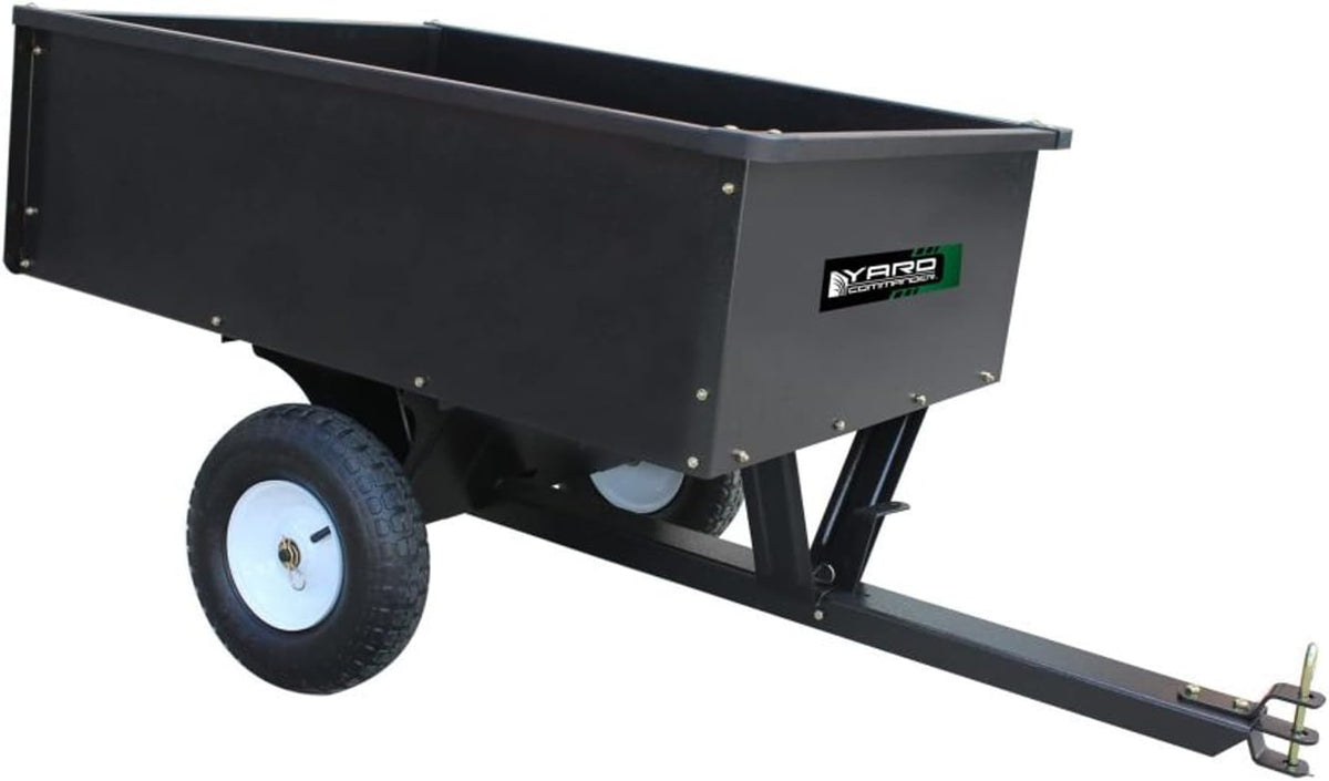 Yard Commander - 400LB Heavy Duty Tow Behind ATV Trailer Steel Dump Cart - 10-Cubic Feet Capacity