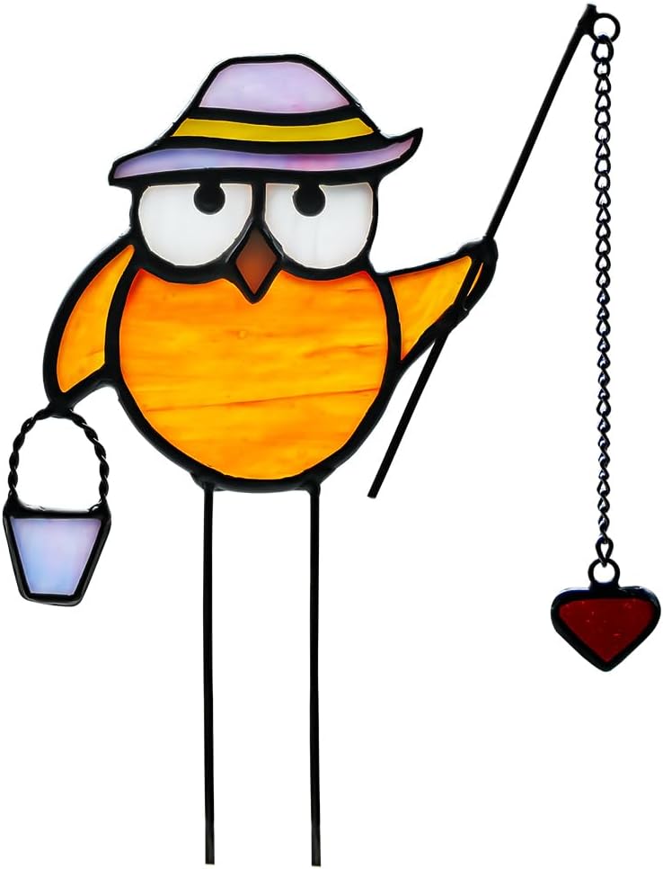 Owl Decor Stained Glass Suncatcher for Window Hanging,Owl Gifts for Men Women Stained Glass Bird