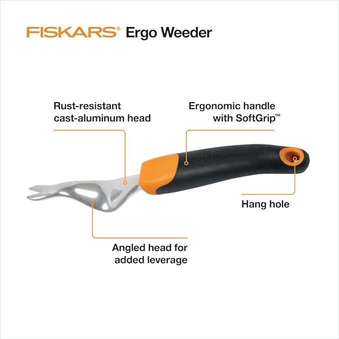 Fiskars Ergo Weeder Tool for Weeding, Heavy Duty Gardening Hand Tool with Ergonomic Handle and