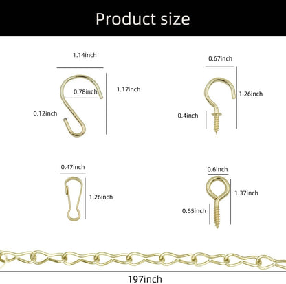 236 Inch Gold Hanging Baskets Chains - Adjustable Length, Brass Decorative Metal Chain with A Great