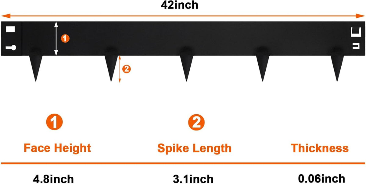 42" L X 7.9" H Metal Landscape Edging, 6 Pack Heavy Duty Galvanized Steel Garden Edging,42 Inch