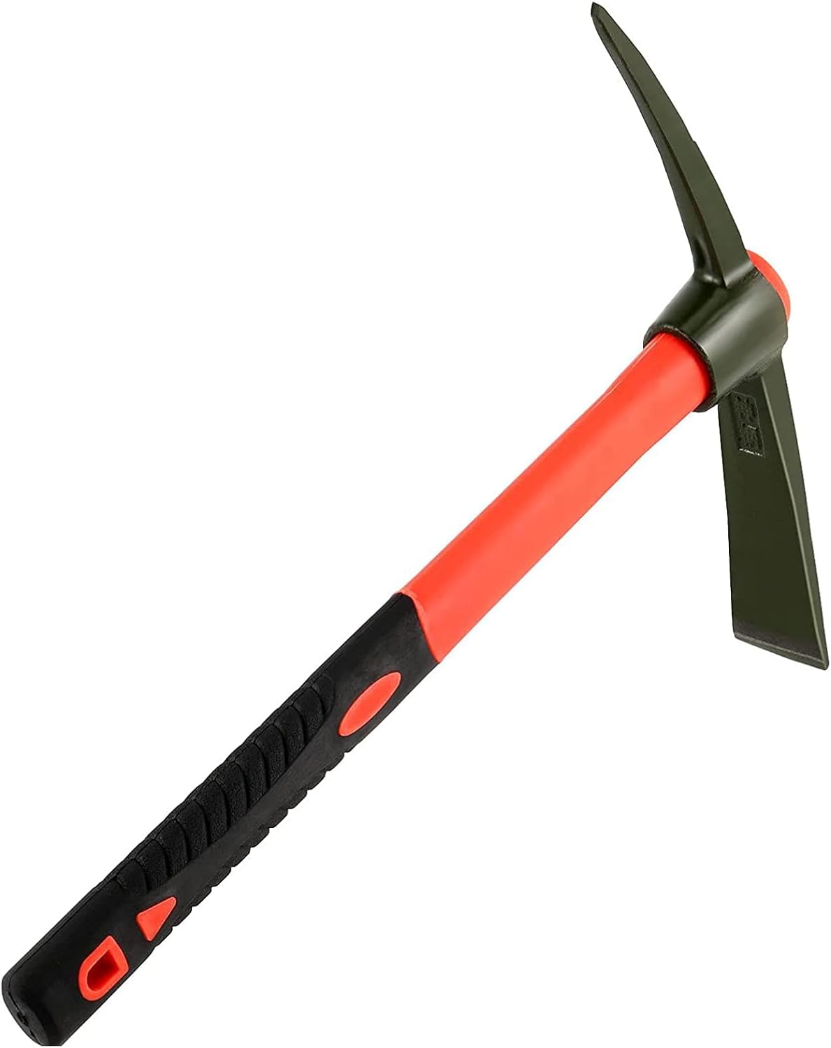 15 Inch Pick Mattock Hoe, Forged Steel Weeding Pick Axe with Fiberglass Long Handle Garden Tool for