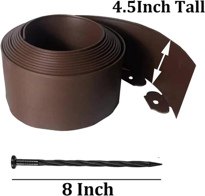 Landscape Edging Kit,20FT Plastic Garden Edging with 25 Stakes,4.5 Inch Tall Lawn Edging for