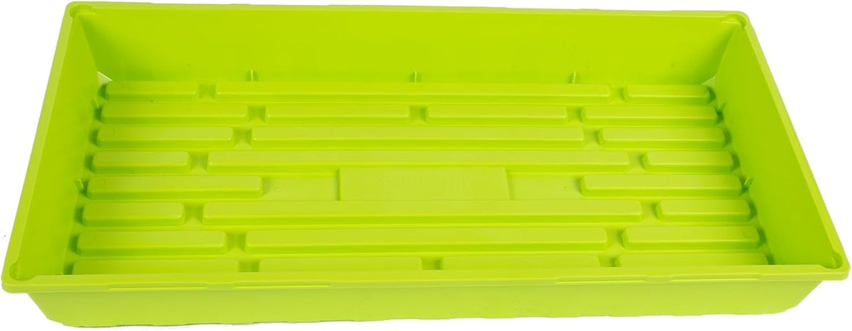 SUNPACK 10" x 20" Mega Plastic Seed Starting Tray, Lime Green, 2.5" (Pack of 10) - No Drainage