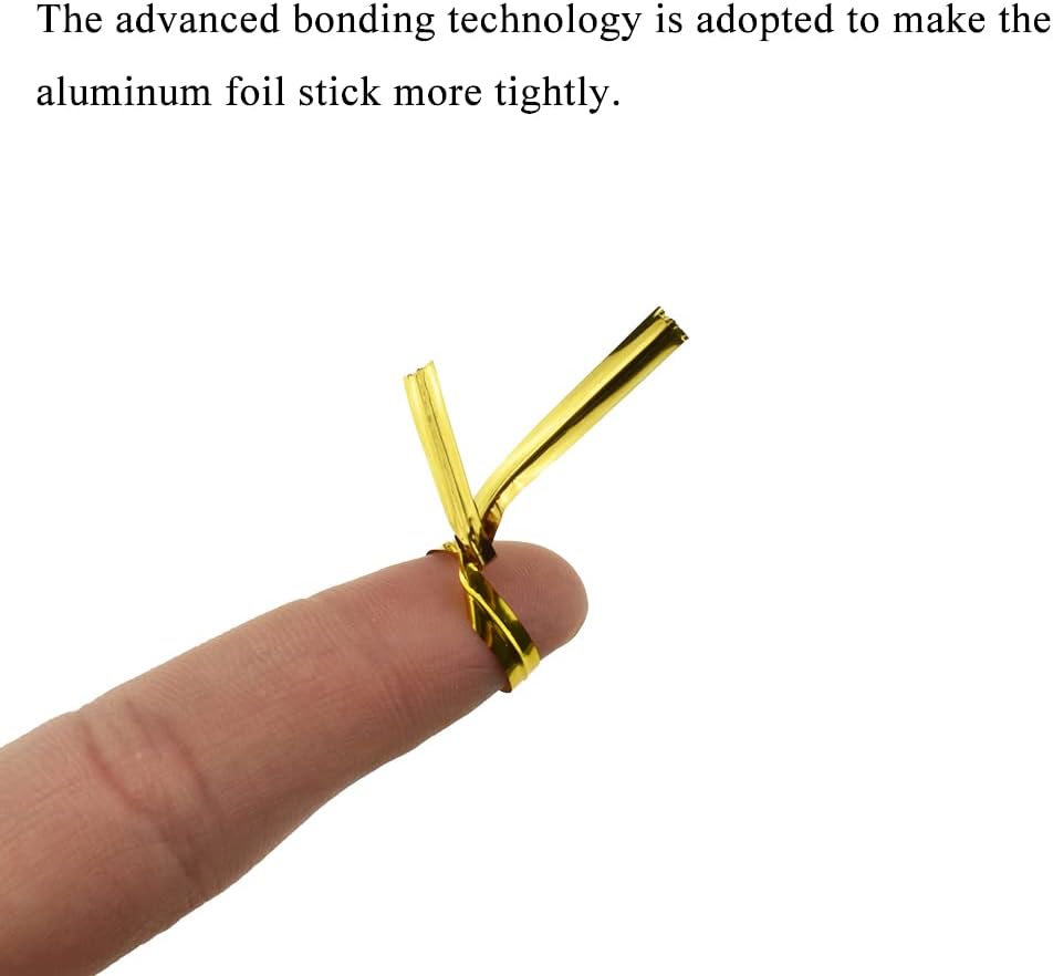 HAHIYO 300Pcs 4 inches Gold Metal Twist Ties Bread Candy Coffee Bag Ties Plant Garden Twist Ties