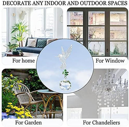 H&D HYALINE & DORA Glass Crystal Flower Prism Rainbow Maker Hummingbird Hanging Window Sun Catcher