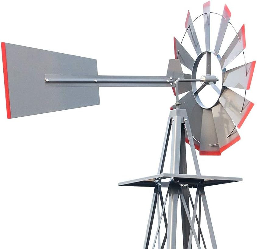 8FT Windmill for Yard Garden Decoration with Weather Vanes，Heavy Duty Outdoor Wind Mills, Large