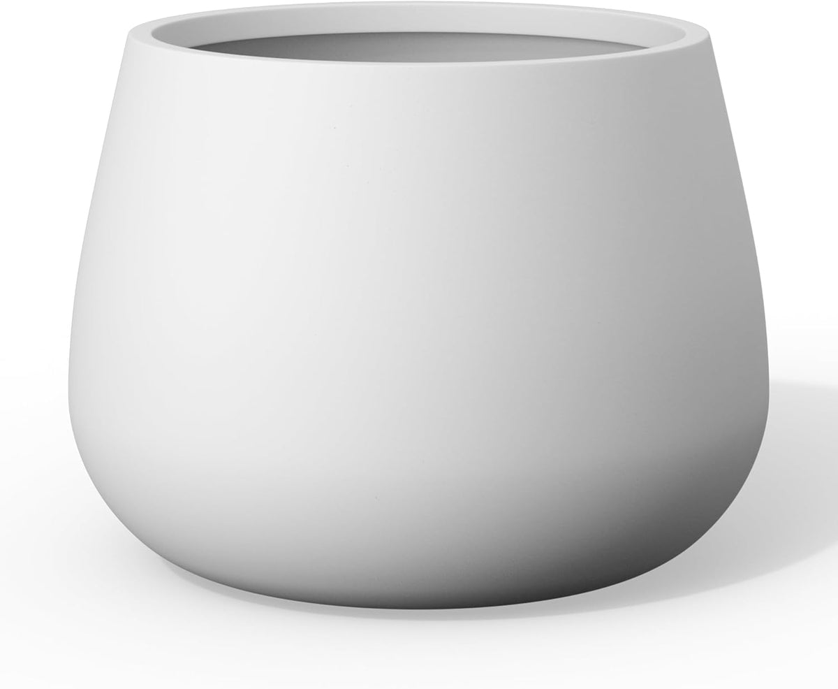 Kante Curva Series Planter, 14.8 Inch Round Concrete Garden Pot with Draiange Hole and Rubber Plug