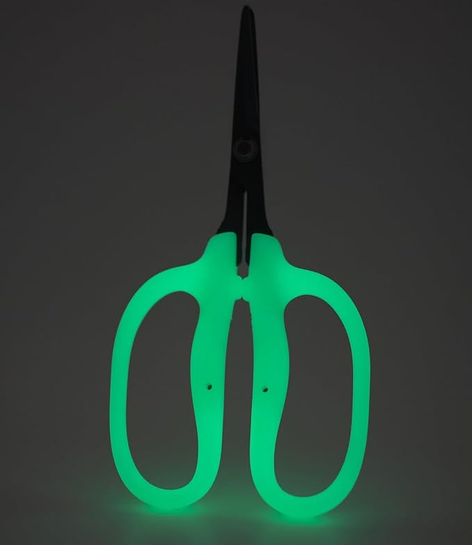 Obsidian Drake Pro Hort Trimming Scissors - Non-Stick Fluorine L-Shape Blade - Glow in the Dark