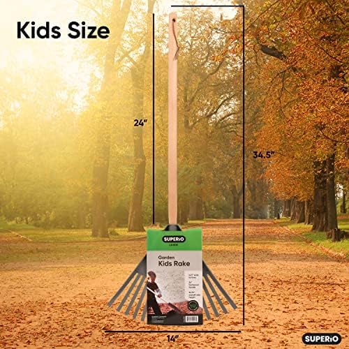 Pack of 12 Kids Rake with Hardwood Handle, Durable Plastic Head to Sweep Leaves in Lawn and Tidying