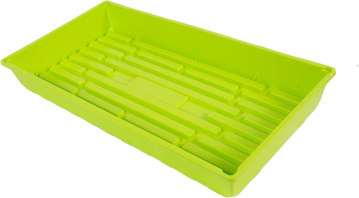SUNPACK 10" x 20" Mega Plastic Seed Starting Tray, Lime Green, 2.5" (Pack of 30) - No Drainage