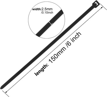 6 Inch Black Zip Tie 1000 PCS, 18 Lbs - Small to Medium Zip Tie, Nylon PA66 UV Resistant Cable Tie