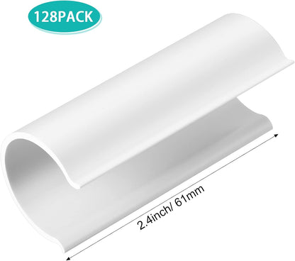 Jetec 128 Pieces PVC Pipe Clips Covers 2.4 Inches Long Greenhouse Clamps for Netting for