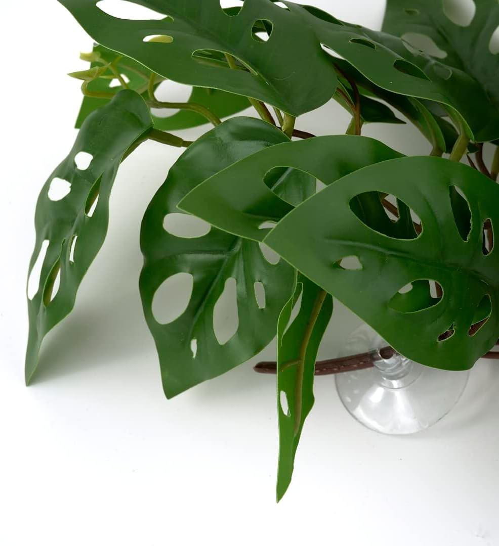 Reptile Plants for Terrarium, Amphibian Habitat Decor Artificial Hanging Plants with Suction Cup