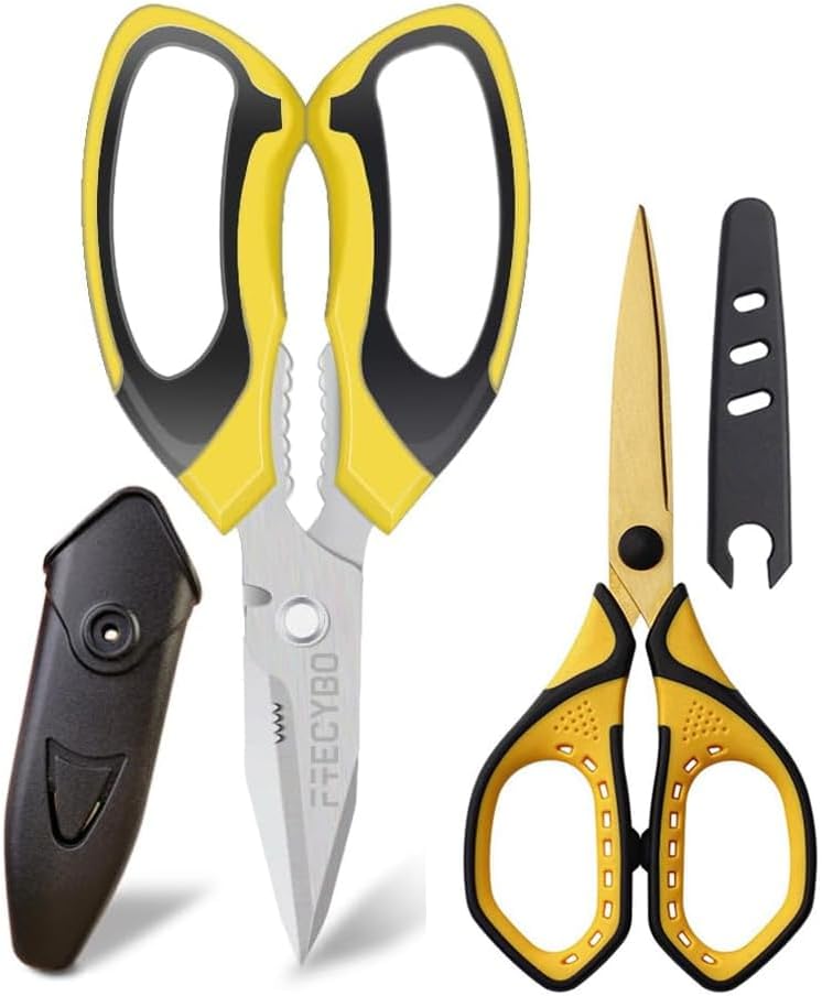 Ultra Sharp Stainless Steel Shears, Heavy Duty Scissors with Protective Cover, All Purpose Carpet