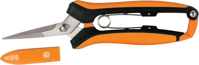 Fiskars Curved Micro-Tip Pruning Snips - 6" Garden Shears with Sheath and SoftGrip Handle - Yard