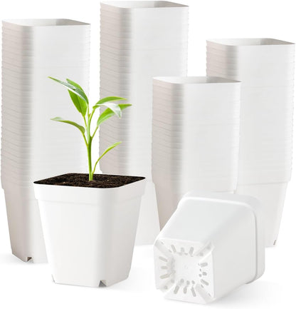BTPLASTIK 120 Pcs Nursery Pots 3.5 Inch, Plastic Seed Starting Pot with Drainage Holes, Small