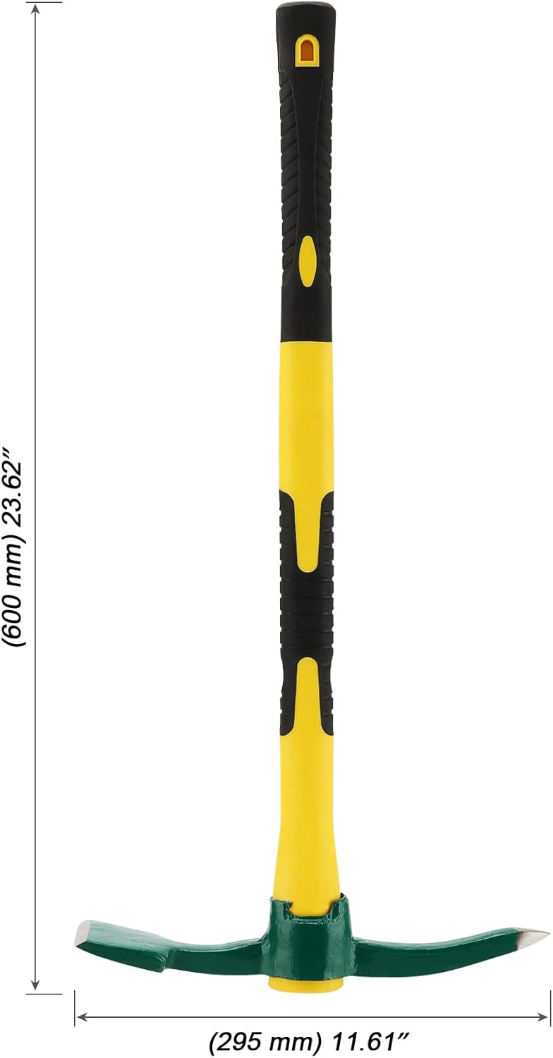 MOUYAT 23 Inch Large Pick Mattock Hoe, Garden Pick Axe Forged Steel Weeding Mattock Hoe Tool with
