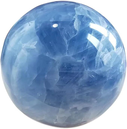StoneStory Blue Celestite Crystal Sphere Ball with Wood Stand Large Healing Crystals Sphere