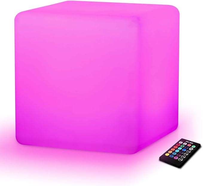 Mr.Go 12-inch Rechargeable Magic LED Light Cube Stool with Remote Control Fun Mood Lamp Soothing