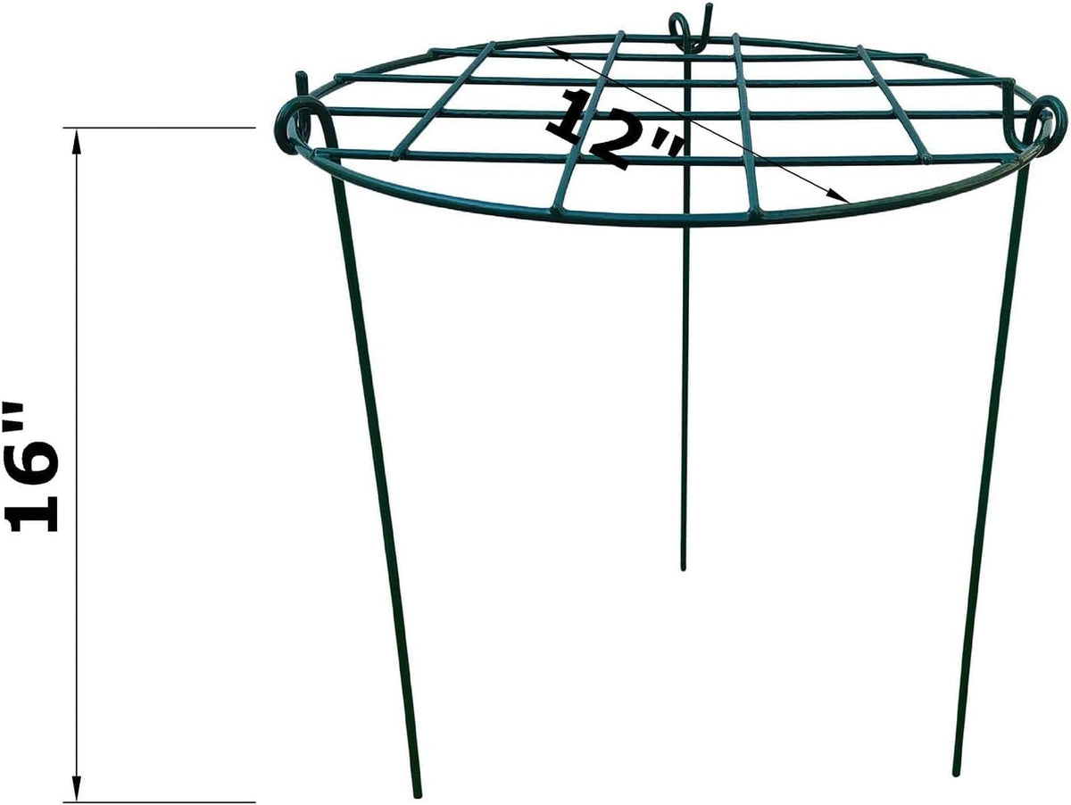 12 x 16 inch Poeny Cage Grow Through Grid Plant Brace Flower Support Rings, Pack of 5 Round Metal