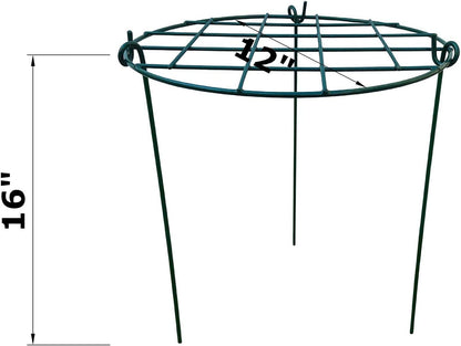 12 x 16 inch Poeny Cage Grow Through Grid Plant Brace Flower Support Rings, Pack of 5 Round Metal