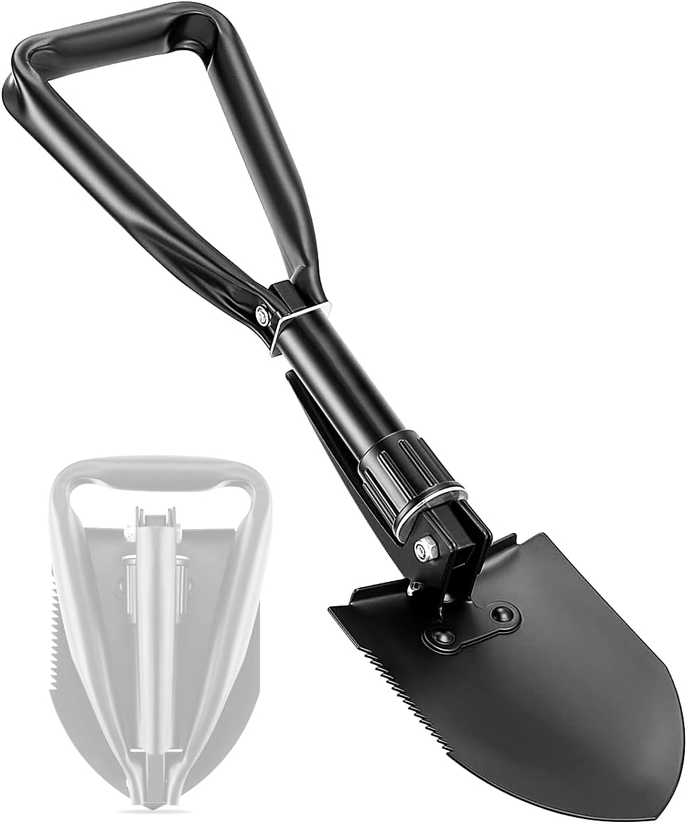 Camping Shovel, 18.5'' Lightweight Digging Shovel Portable Ergonomic High Carbon Steel Folding